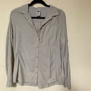 REI Vented Tan Performance Button Up Shirt - size Womens Large